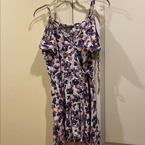 Floral Print Women's wrap cold shoulder top.